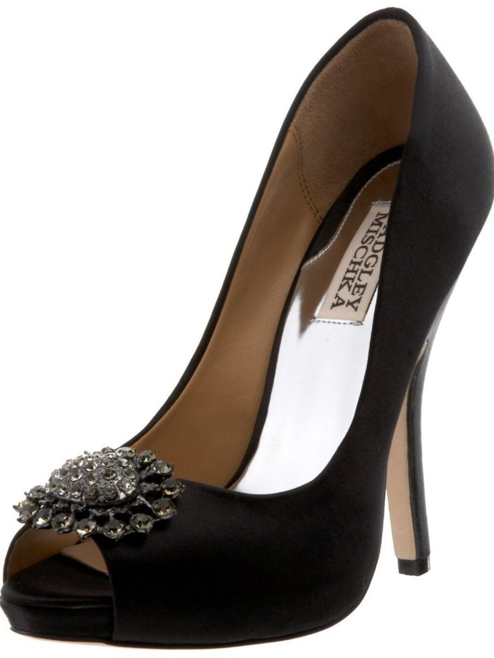 Badgley Mischka Lissa Black Satin Platform Pumps